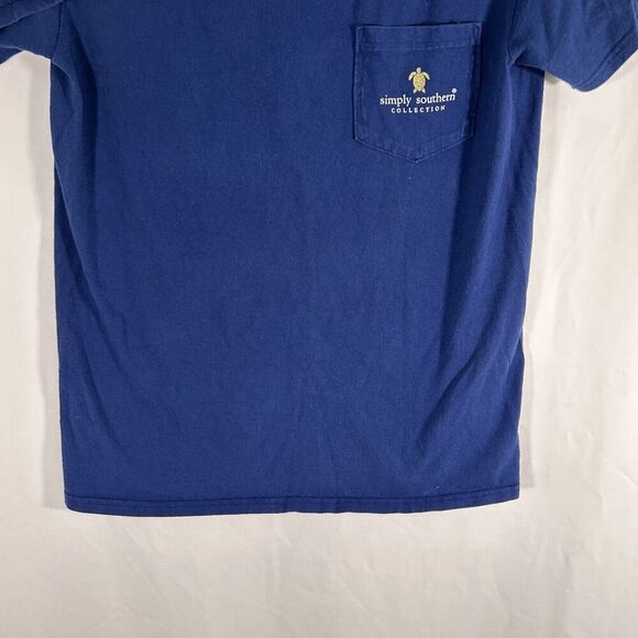 Simply Southern T Shirt Women's Small Blue Be Happy Print Short Sleeve Crew Neck - Picture 4 of 10